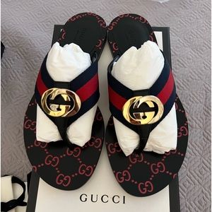 Gucci GG Thong Web Sandals